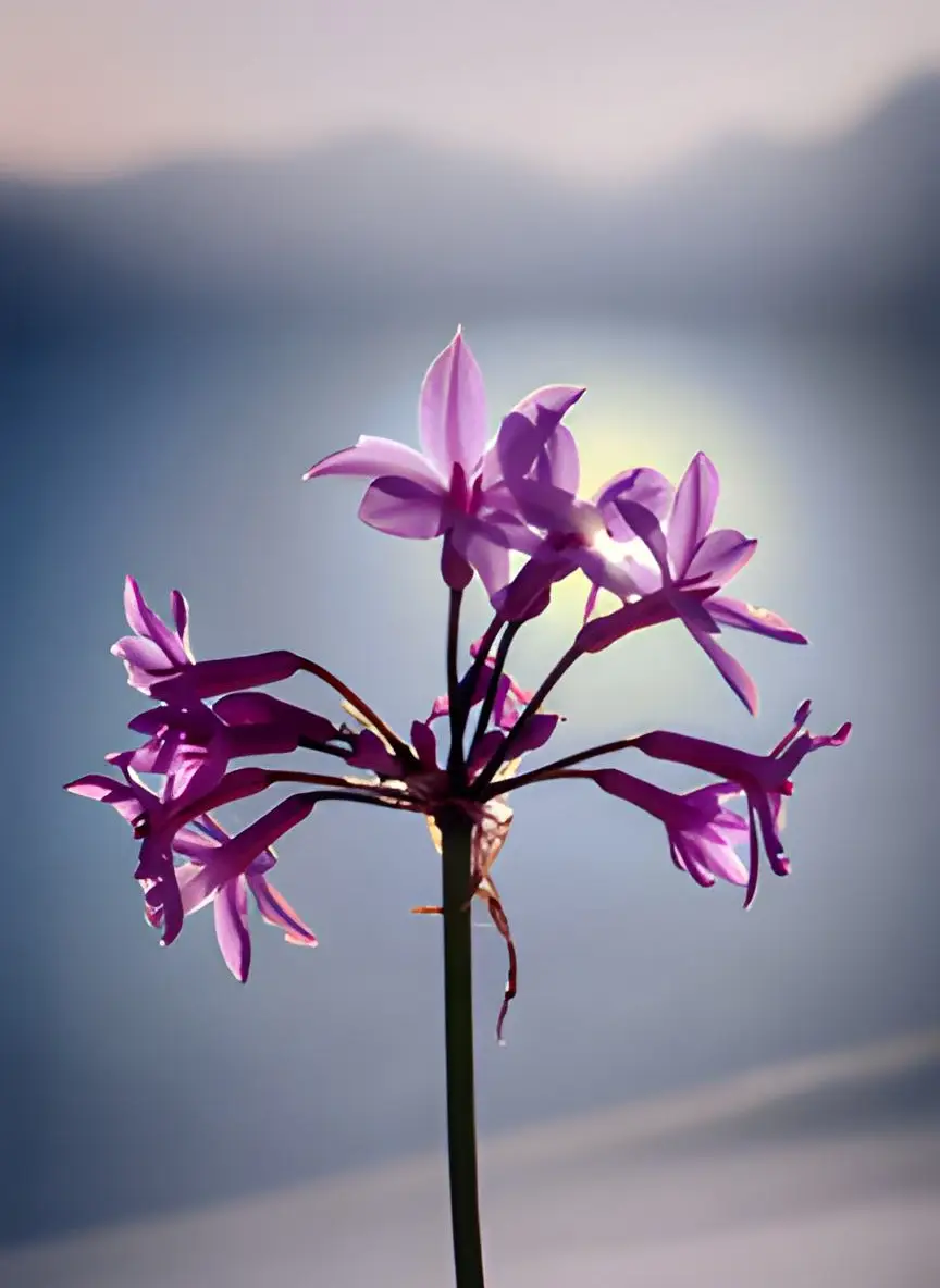 Flor morada iluminada por el sol en el jardín terapéutico de la residencia de ancianos Sol i Natura en Pallejà